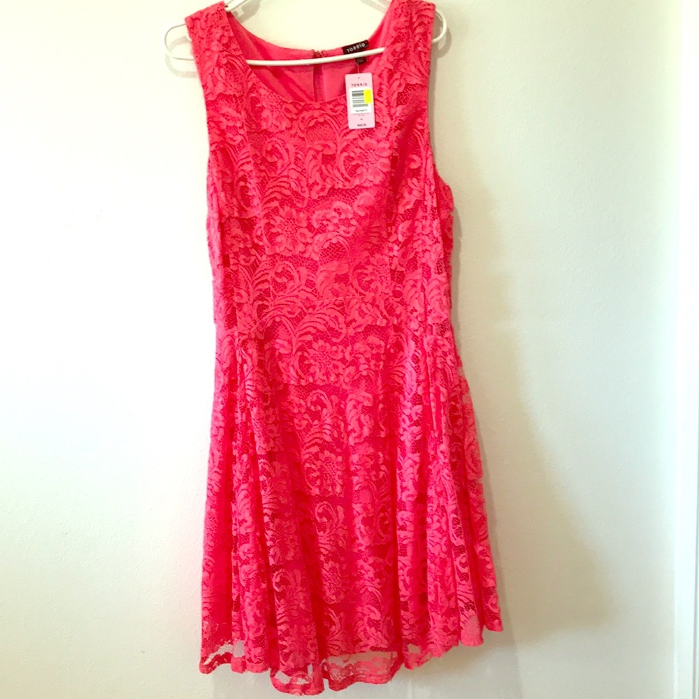 Sleeveless coral lace dress NWT